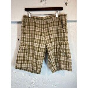 Vntg Woolrich Mens Cargo Shorts Multicolor Plaid 100% Cotton 32 X 10 Brown 1108
